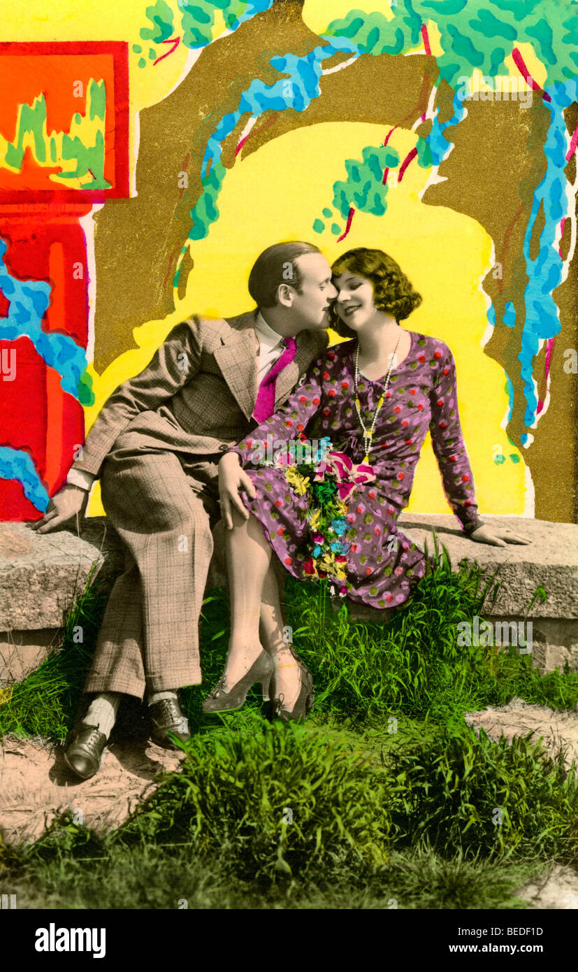 Historic photograph, flirt, around 1925 Stock Photo