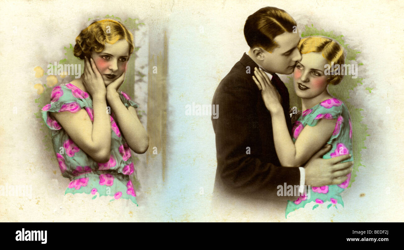 Historic photograph, flirt, around 1920 Stock Photo