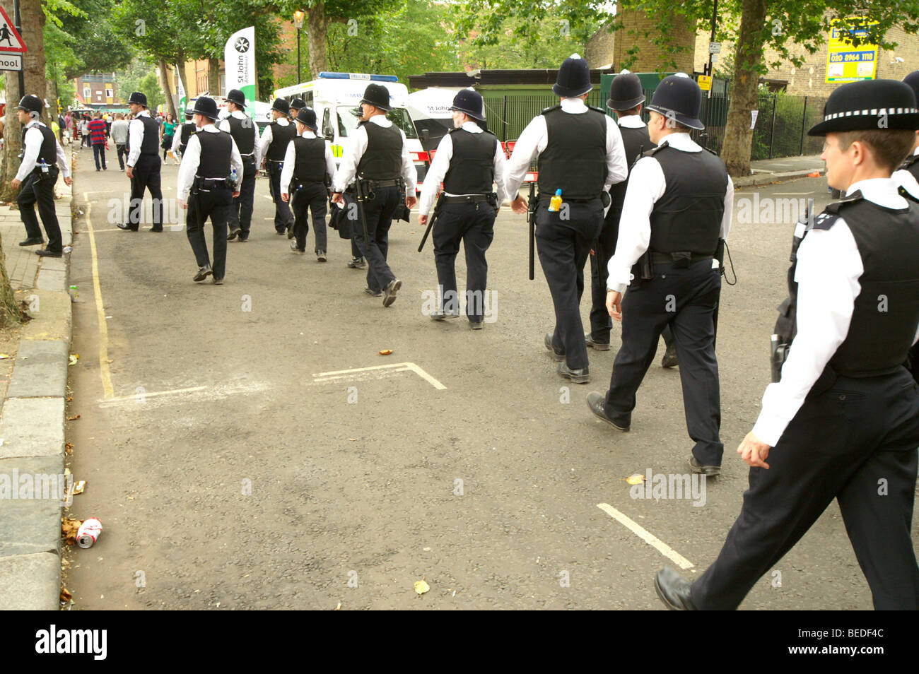Police brigade intervention on the street in London Stock Photo