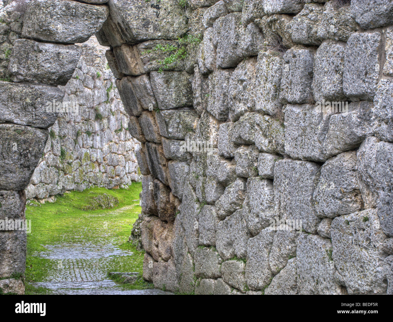 The ancient megalithic walls of Civitavecchia d'Arpino, Italy. Stock Photo
