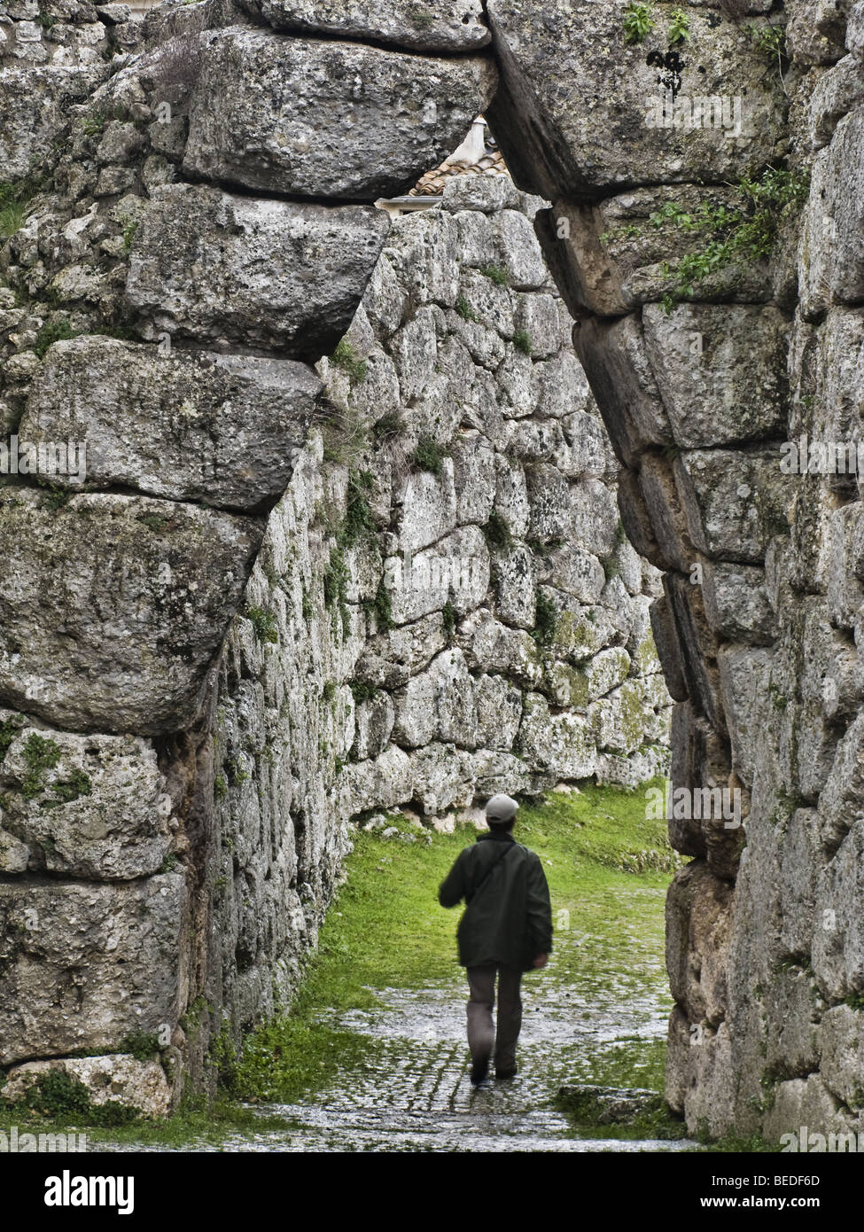 The ancient megalithic walls of Civitavecchia d'Arpino, Italy. Stock Photo