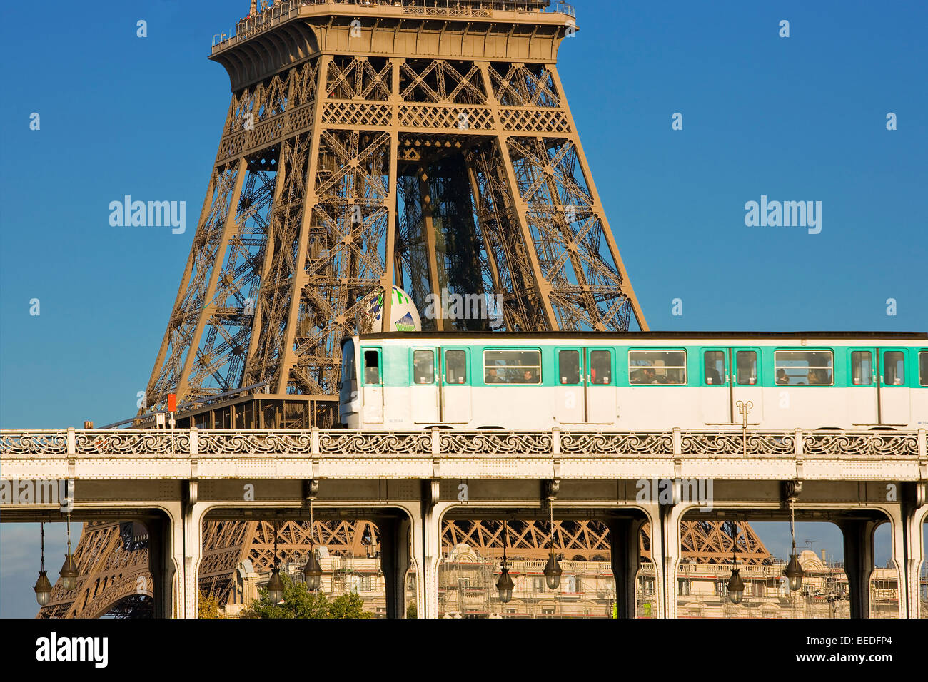 BIR HAKEIM BRIDGE AND RAILWAY, PARIS Stock Photo