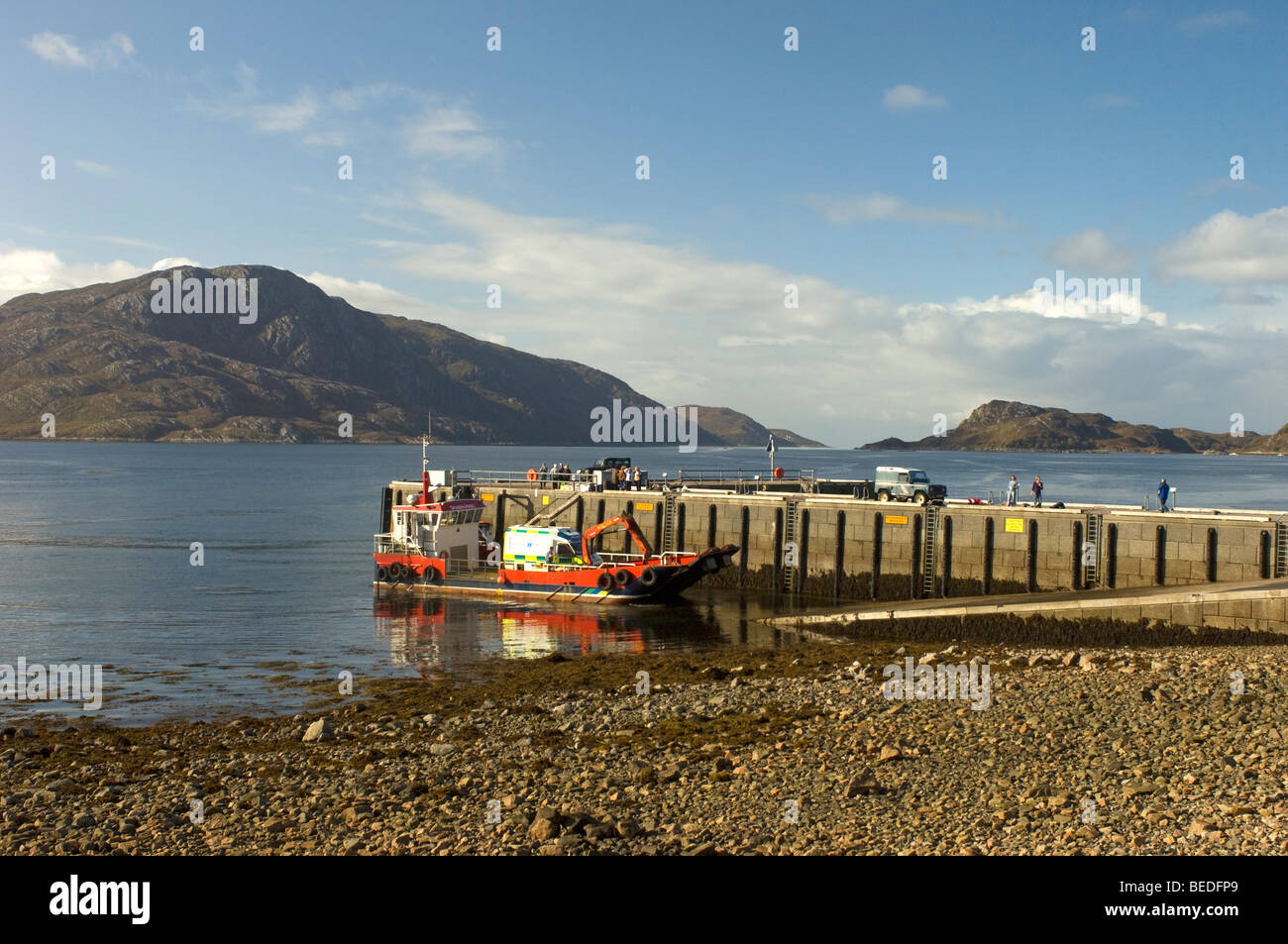 The ferry and boat landing at Inverie, Knoydart in Loch Nevis, I nverness-shire.   SCO 5369 Stock Photo