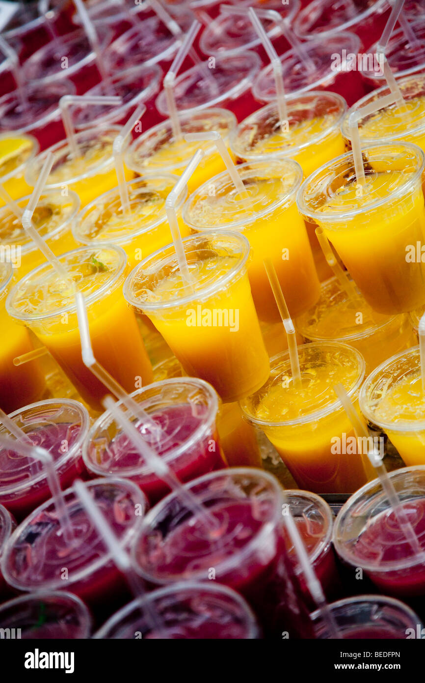 Colourful arrangement of soft drink smoothies Stock Photo