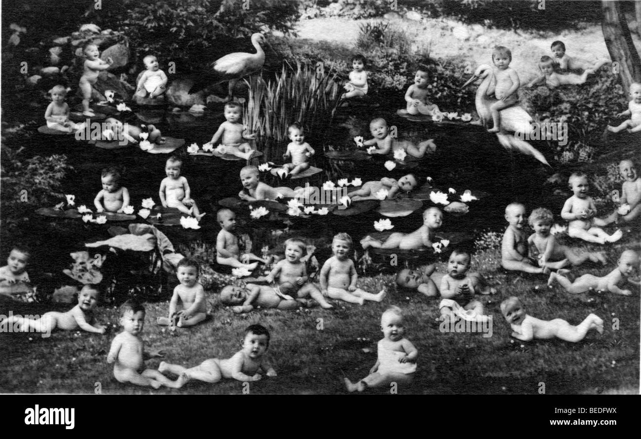 Historic photograph, baby boom, around 1920 Stock Photo