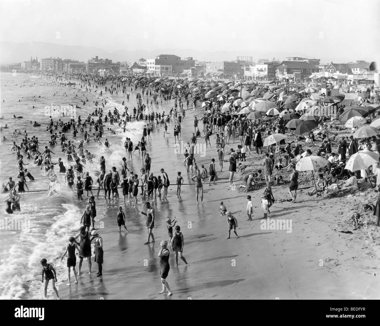 Historic photograph, happy group of swimmers, Baltic Sea, around 1930 Stock Photo