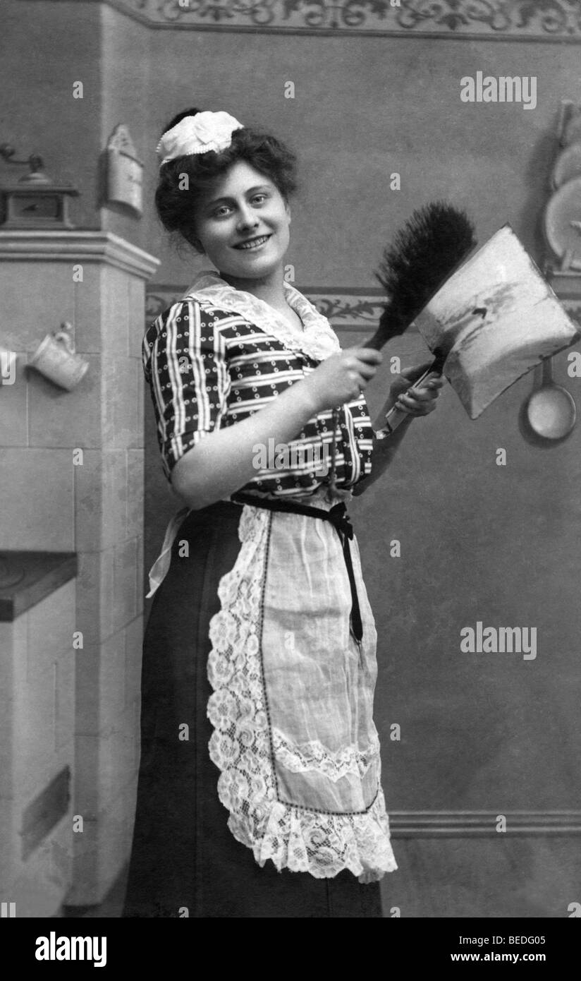 Historic photograph, chambermaid, around 1920 Stock Photo