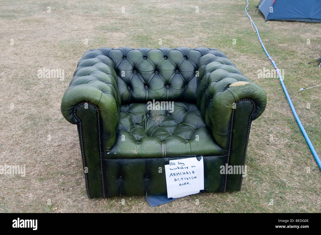 Climate Camp 2009 Blackheath. Armchair activism. Stock Photo