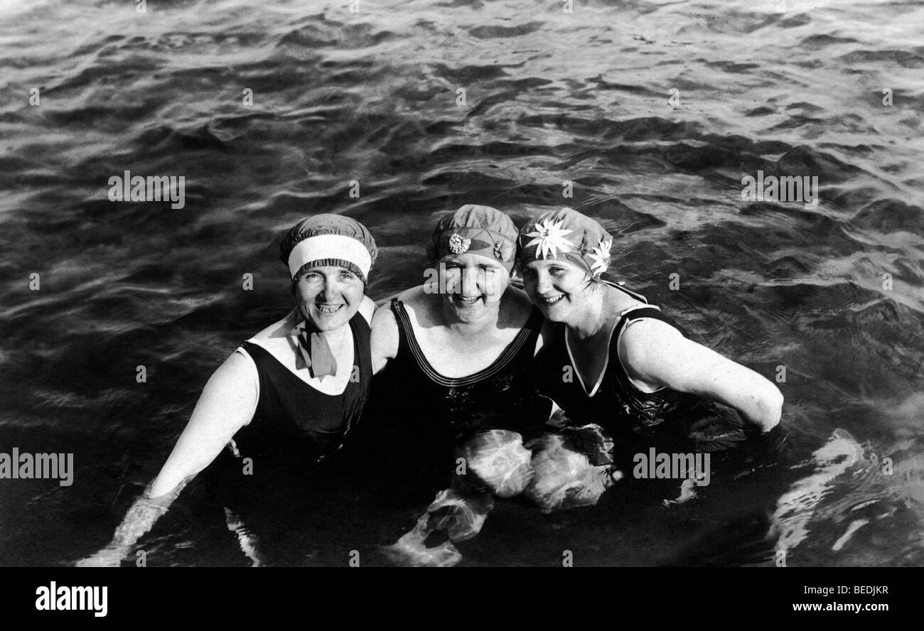 Historic photograph, three women swimming, around 1915 Stock Photo Alamy