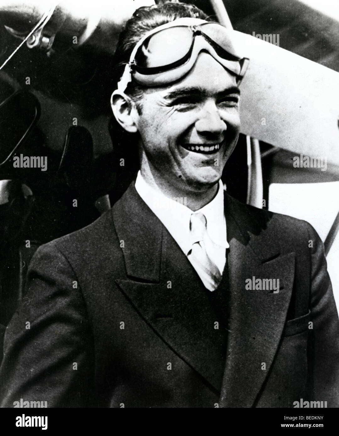 Billionaire Howard Hughes after flying his plane Stock Photo