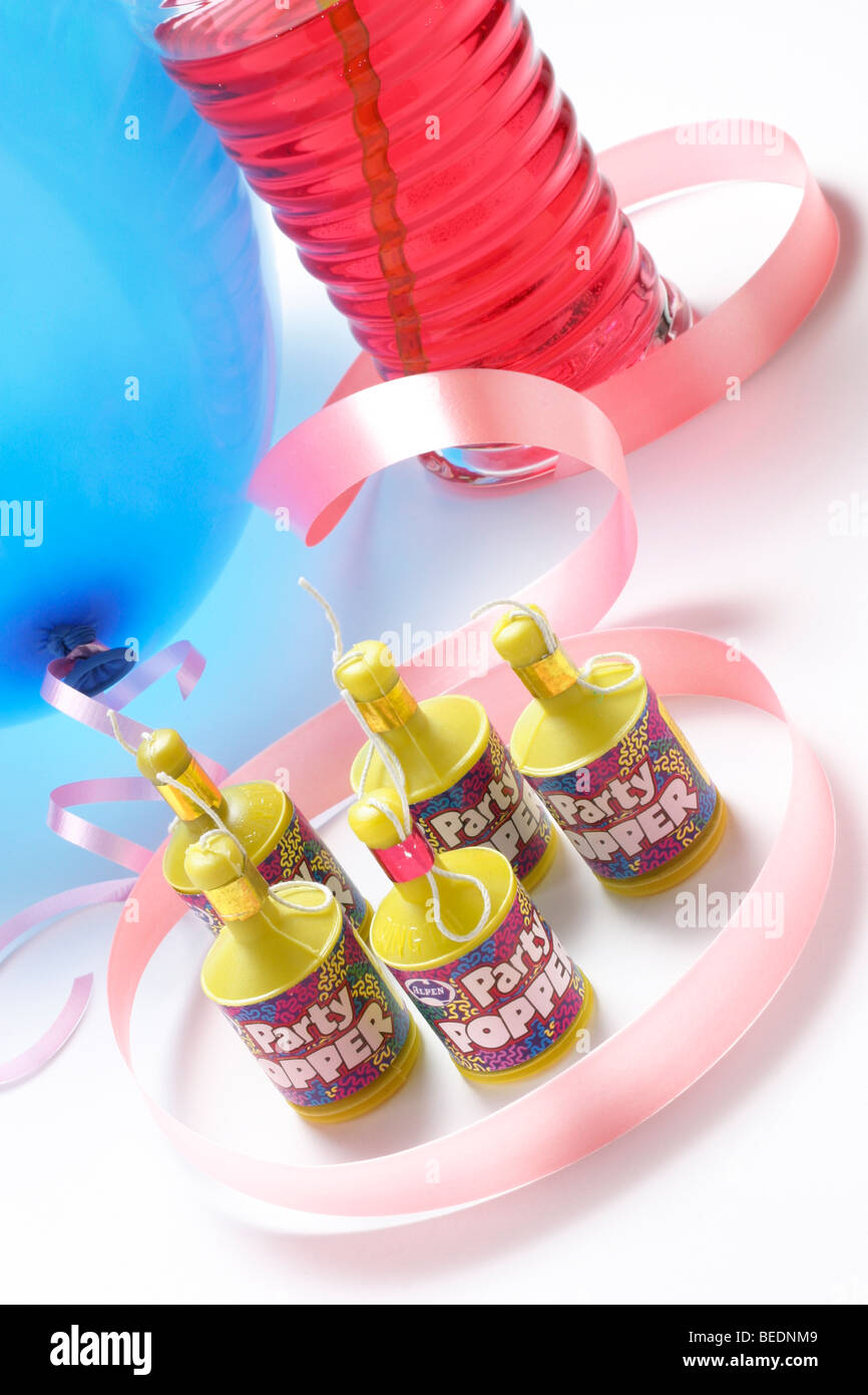 Soft drinks and party favors Stock Photo