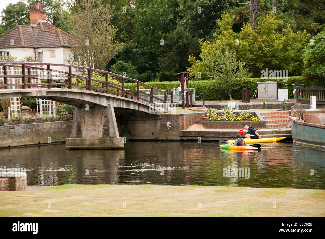 boat canal canoe holiday Marlow river teaching Thames travel UK Stock