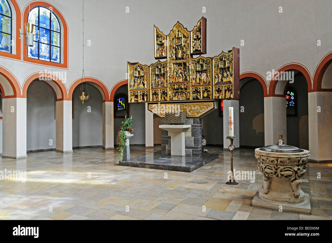 Triptych, winged altar, Antwerp, Marienaltar Mary's altar, St Jakobi church, Coesfeld, Muensterland region, North Rhine-Westpha Stock Photo