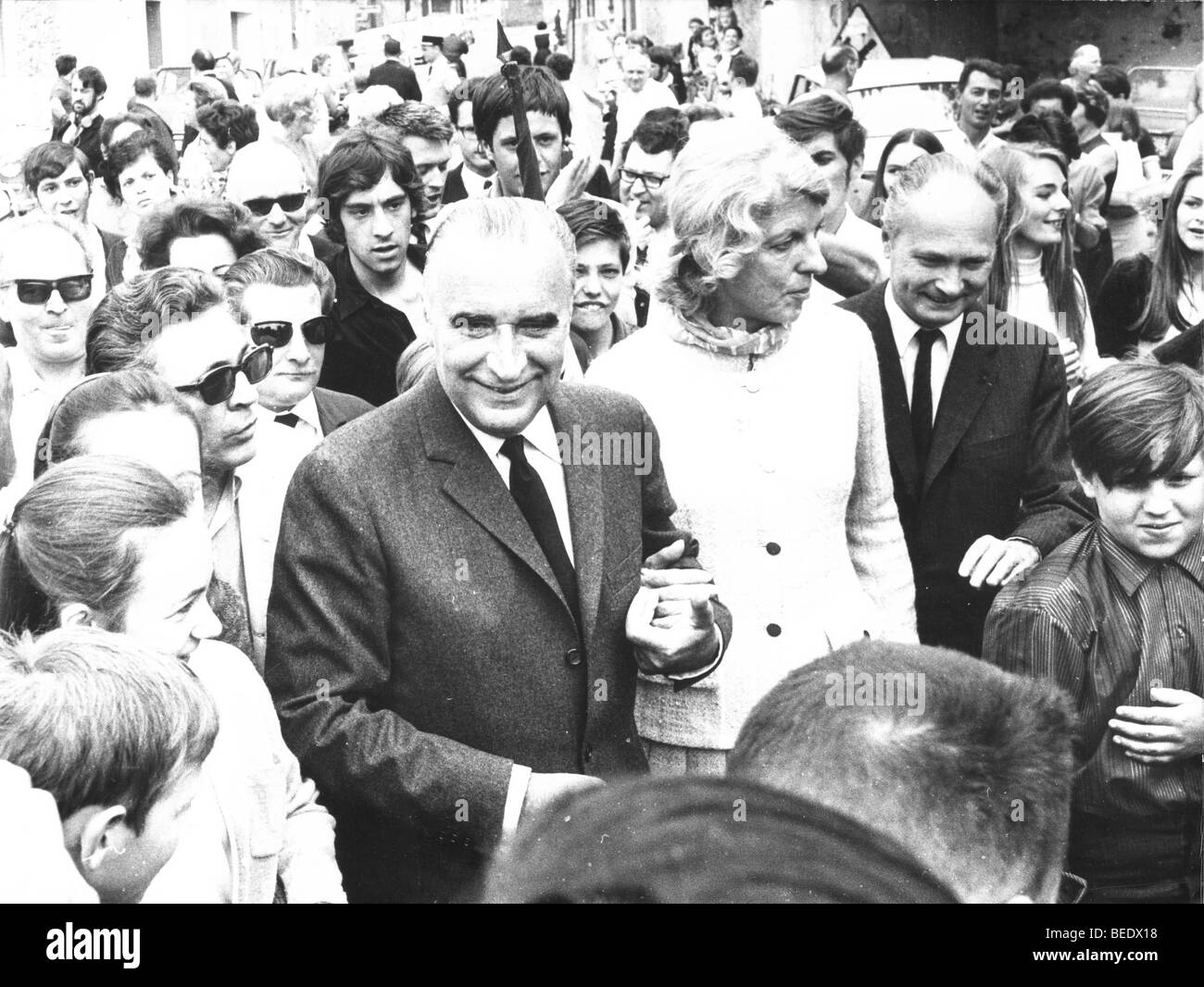 President Georges Pompidou with wife Claude at event Stock Photo