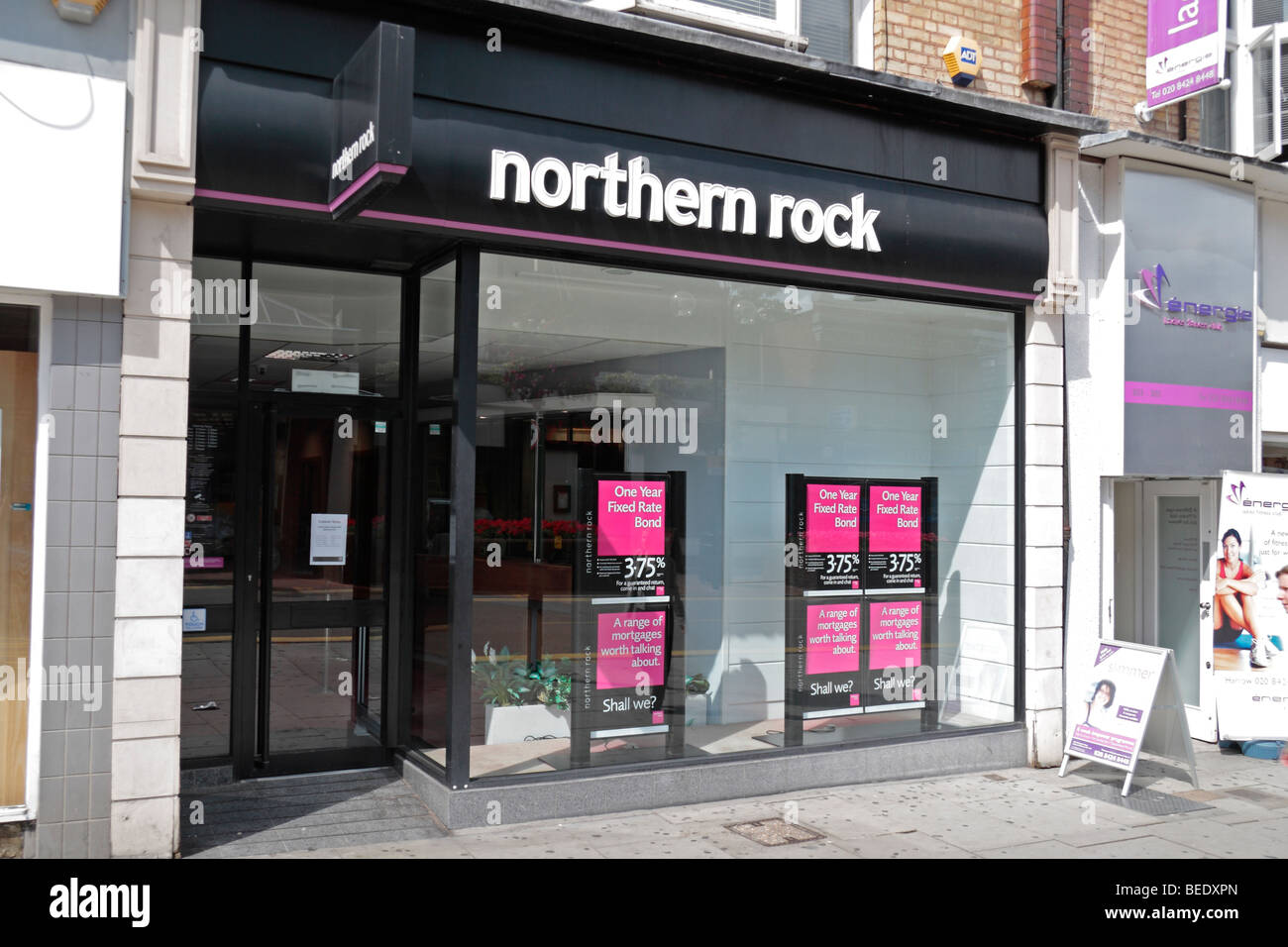 A branch of the Northern Rock Building Society, Station Road, Harrow, UK. August 2009 Stock Photo