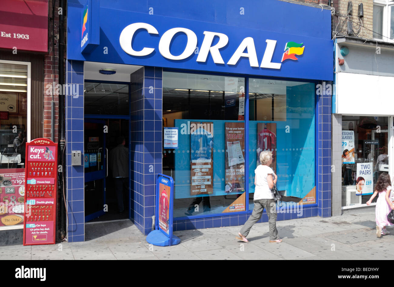 Shop front of the Coral Bookmakers branch in Harrow, Middx, UK. Stock Photo