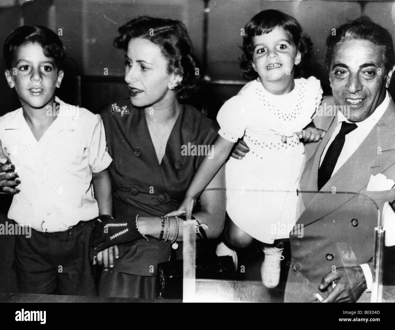 May 17, 1957; Athens, Greece; Greek shipping magnate ARISTOTLE ONASSIS with his wife ATHINA, and children CHRISTINA and Stock Photo
