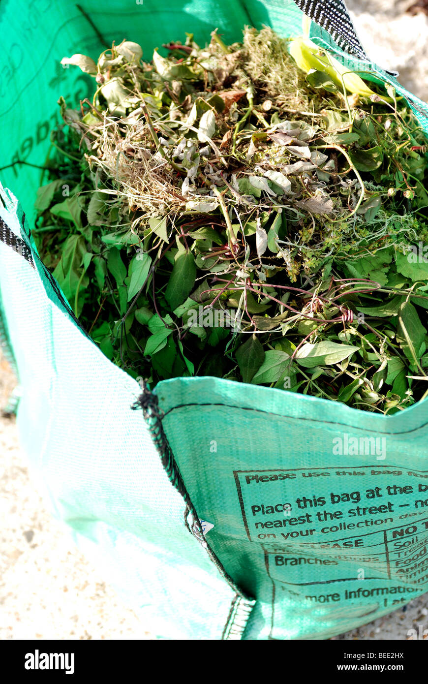 GARDEN WASTE RECYCLING BAGS IN GARDEN Stock Photo Alamy