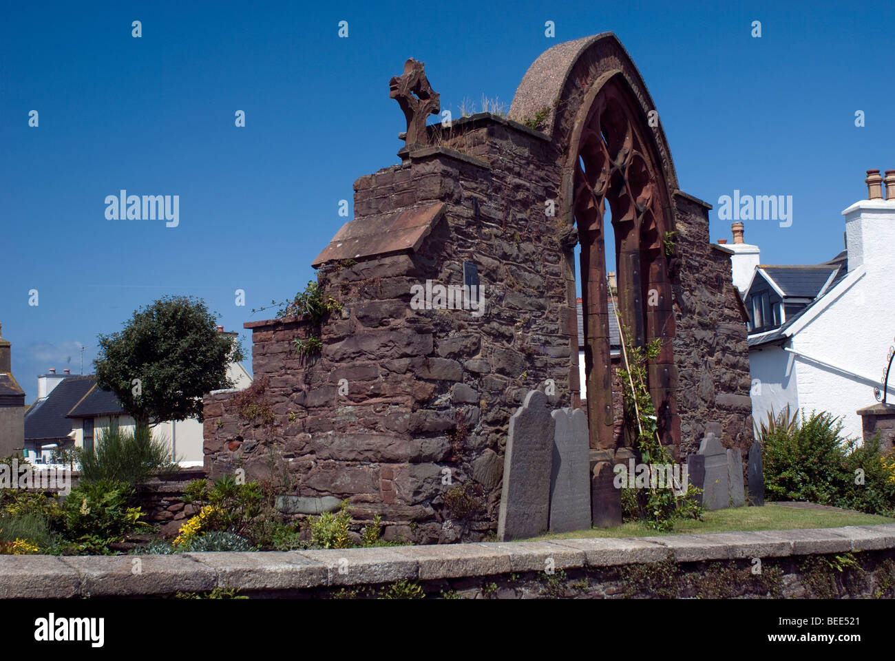 The Old Church in Peel, Isle of Man, UK on a sunny day Stock Photo