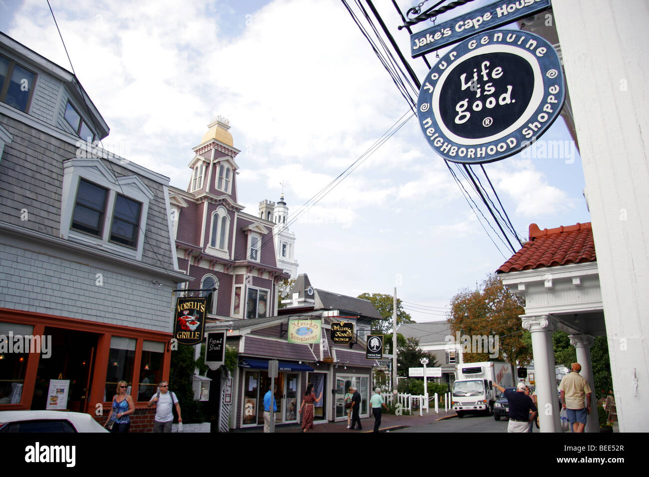 Life is Good shop sign, Provincetown, Cape Cod, Massachusetts, USA Stock Photo
