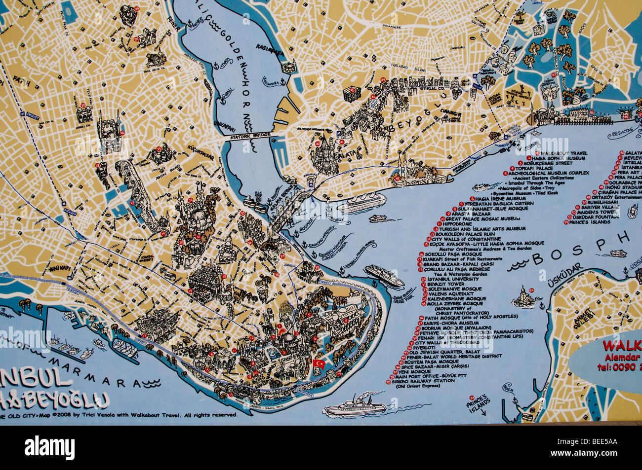 Map Plan of Istanbul Bosphorus Turkey Turkish Stock Photo