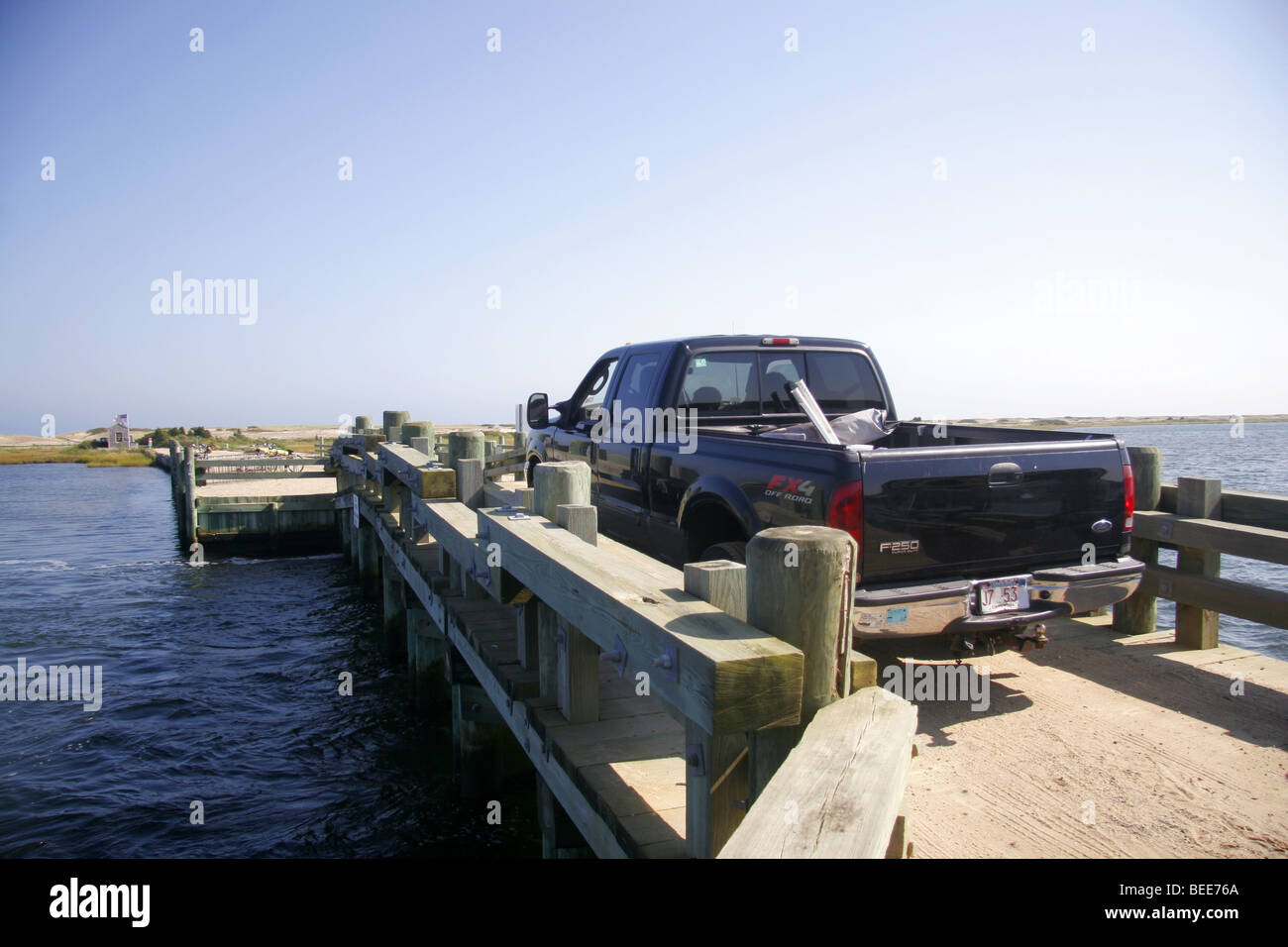 Trucking crossing Dike bridge, Chappaquiddick island, Martha's Vineyard