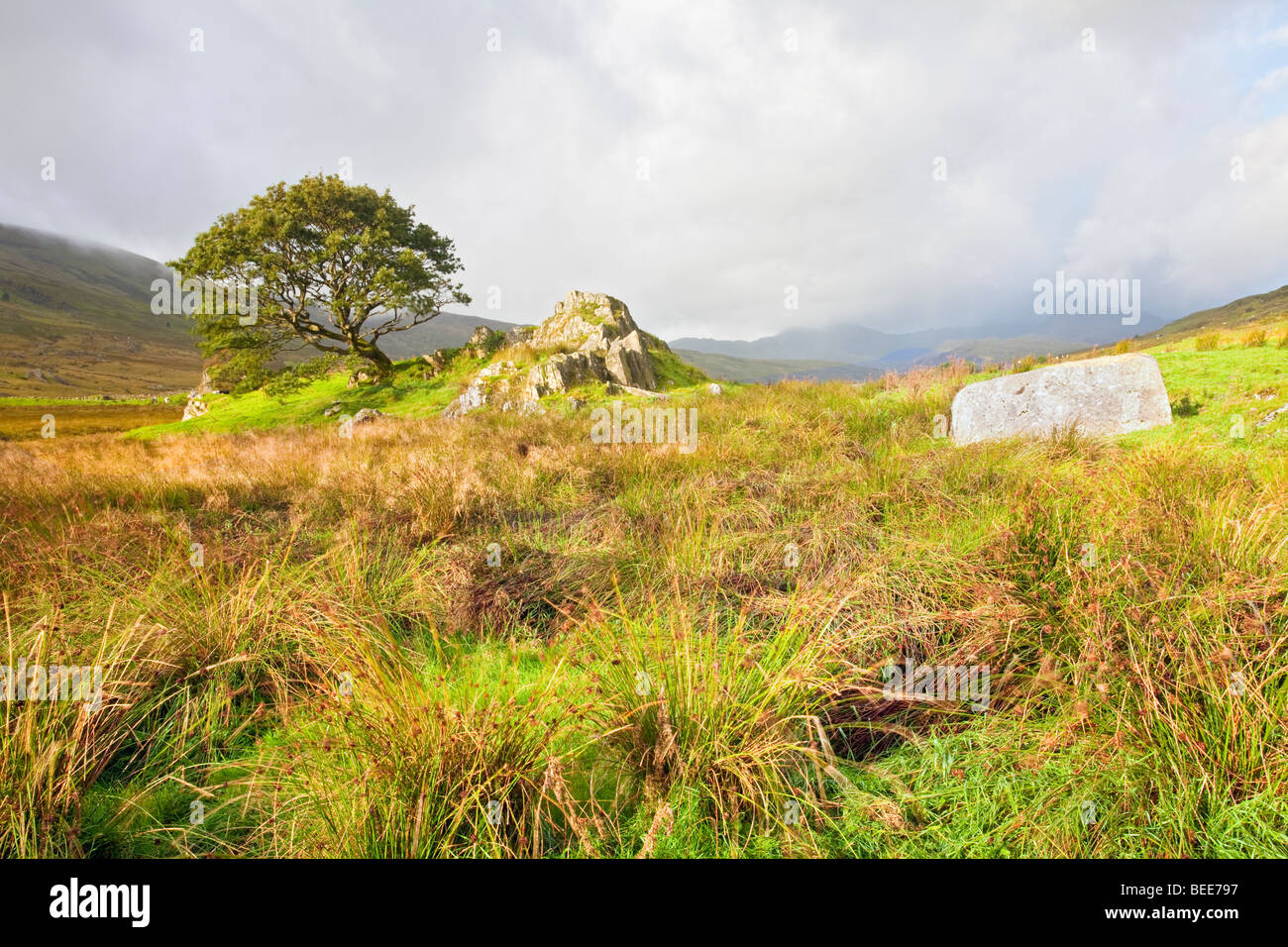 Stormy conditions in the Snowdonia National Park Stock Photo