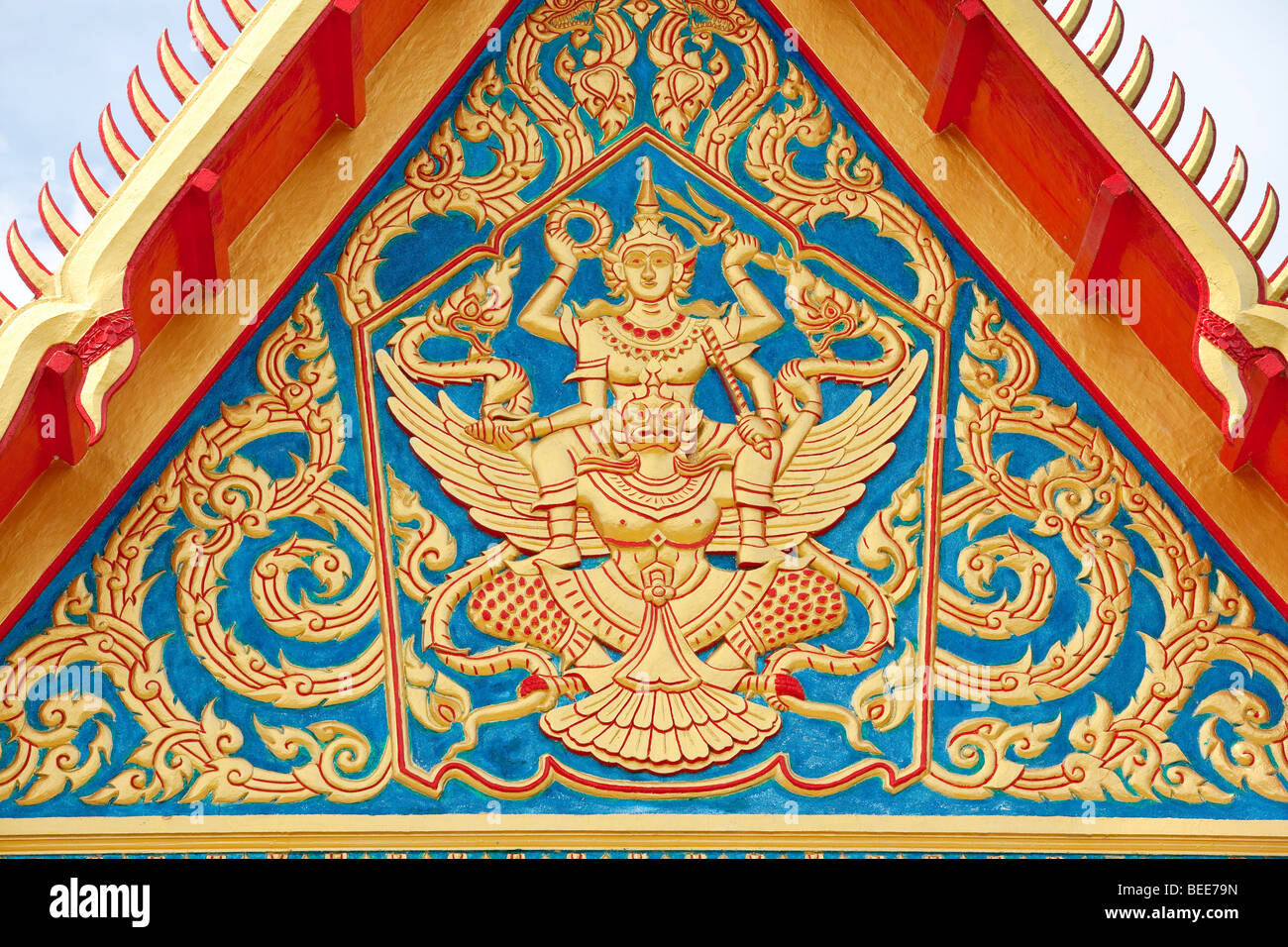 Wat Chalong temple detail of a temple building Phuket Island Southern Thailand Southeast Asia Stock Photo