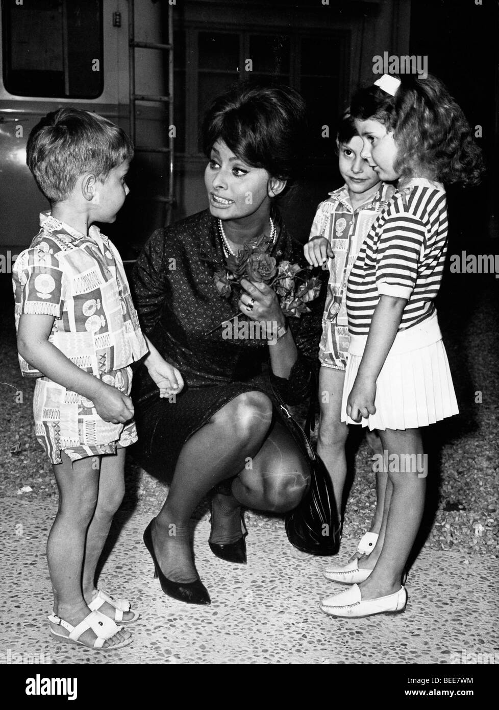 Actress Sophia Loren with kids at the Hotel Carlton Stock Photo - Alamy