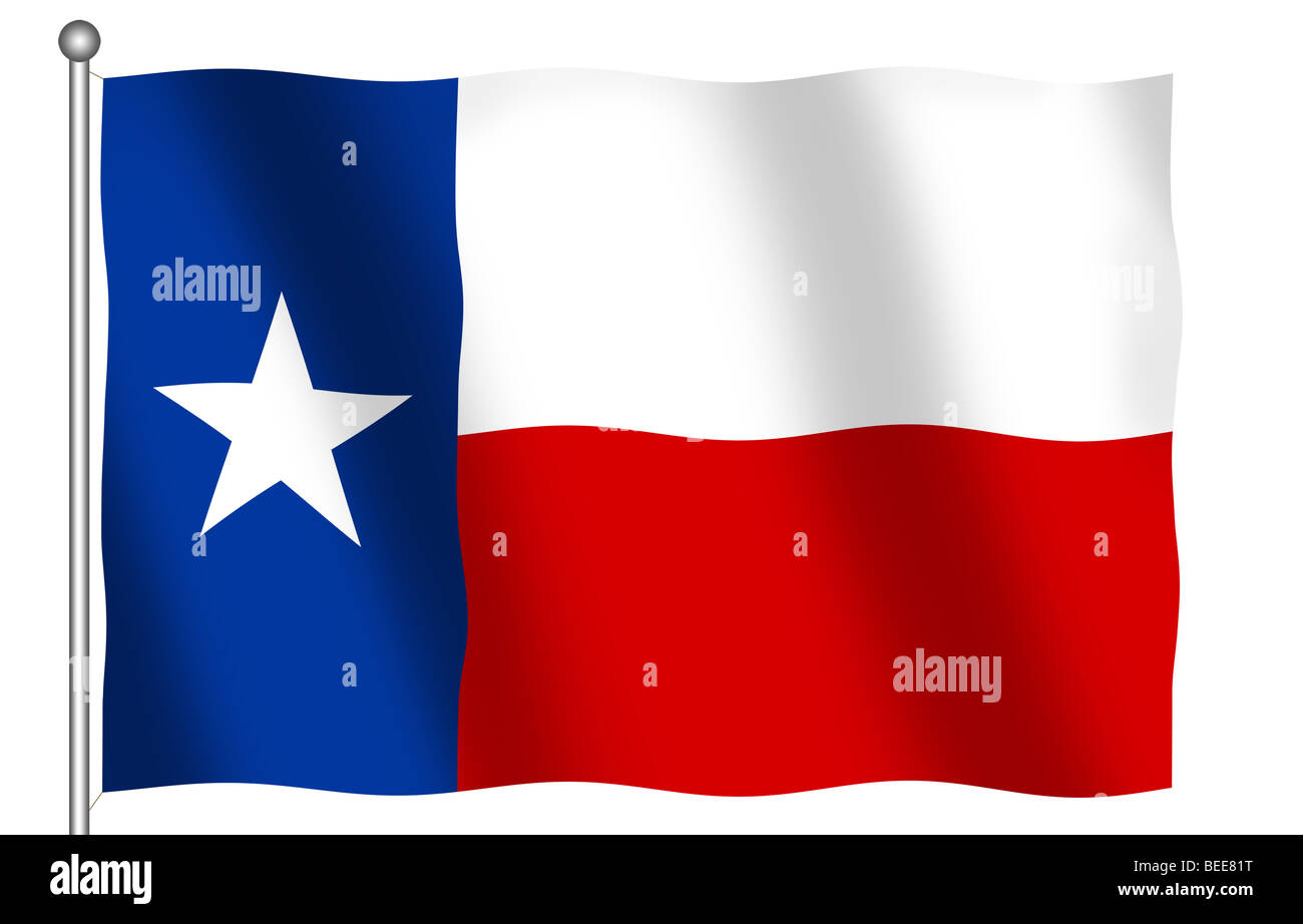 Flag of the State of Texas waving Stock Photo