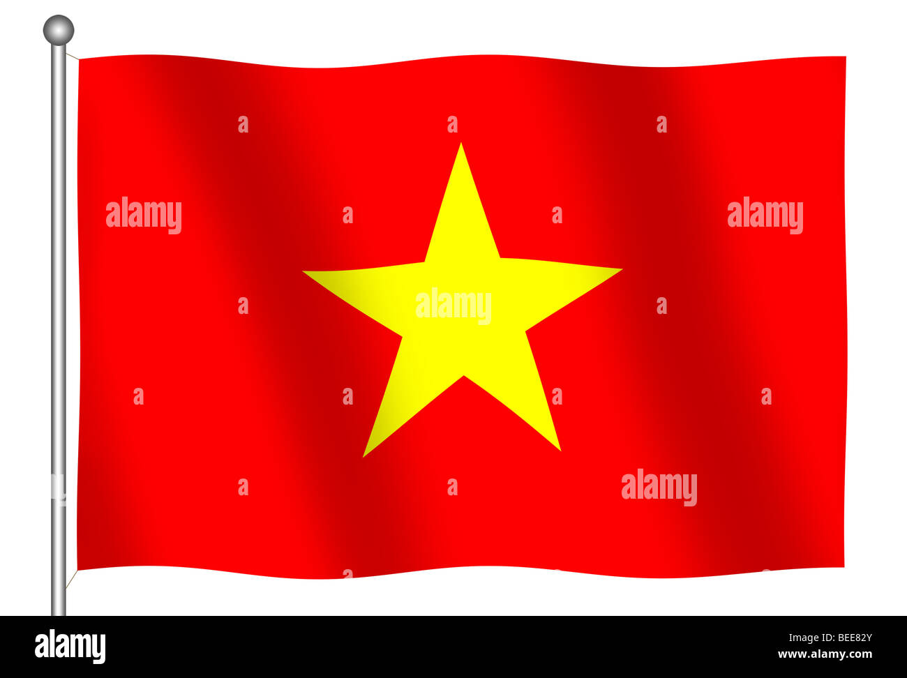 Flag of the Socialist Republic of Vietnam waving (With Clipping Path) Stock Photo