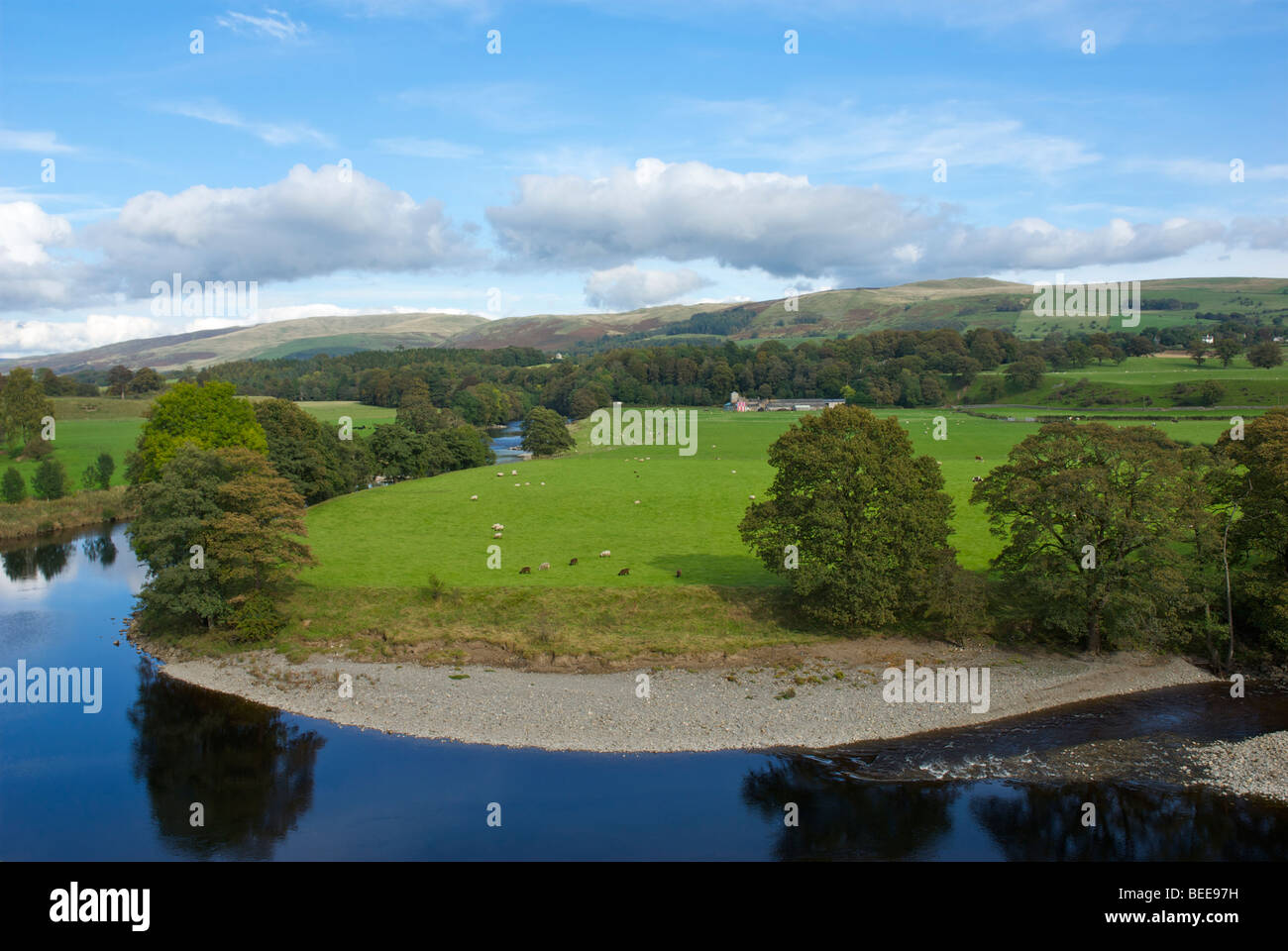 Ruskin's View across the River Lune, from the Brow, Kirkby Lonsdale, Cumbria, England UK Stock
