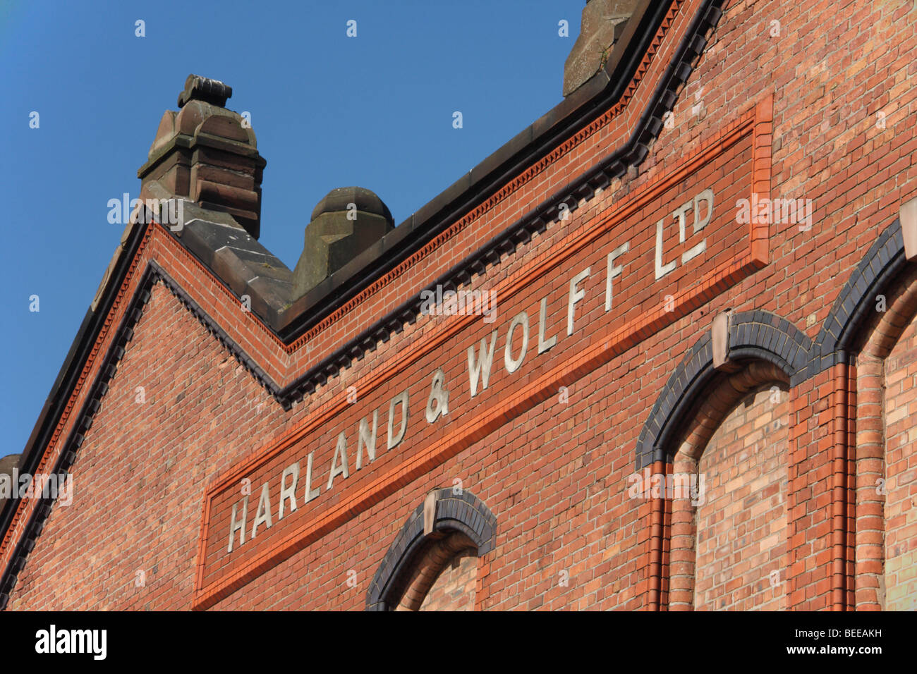 The former foundry building of Harland & Wolff Ltd, shipbuilders, Bootle, 4 miles north of Liverpool, England Stock Photo