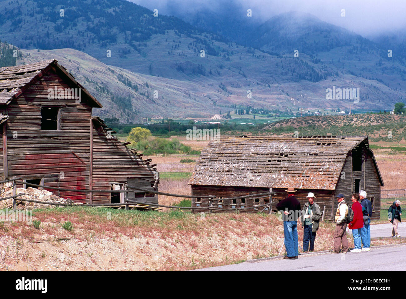 Old Wood Heritage Farm House and Barn on Ranch near Osoyoos, BC, South ...
