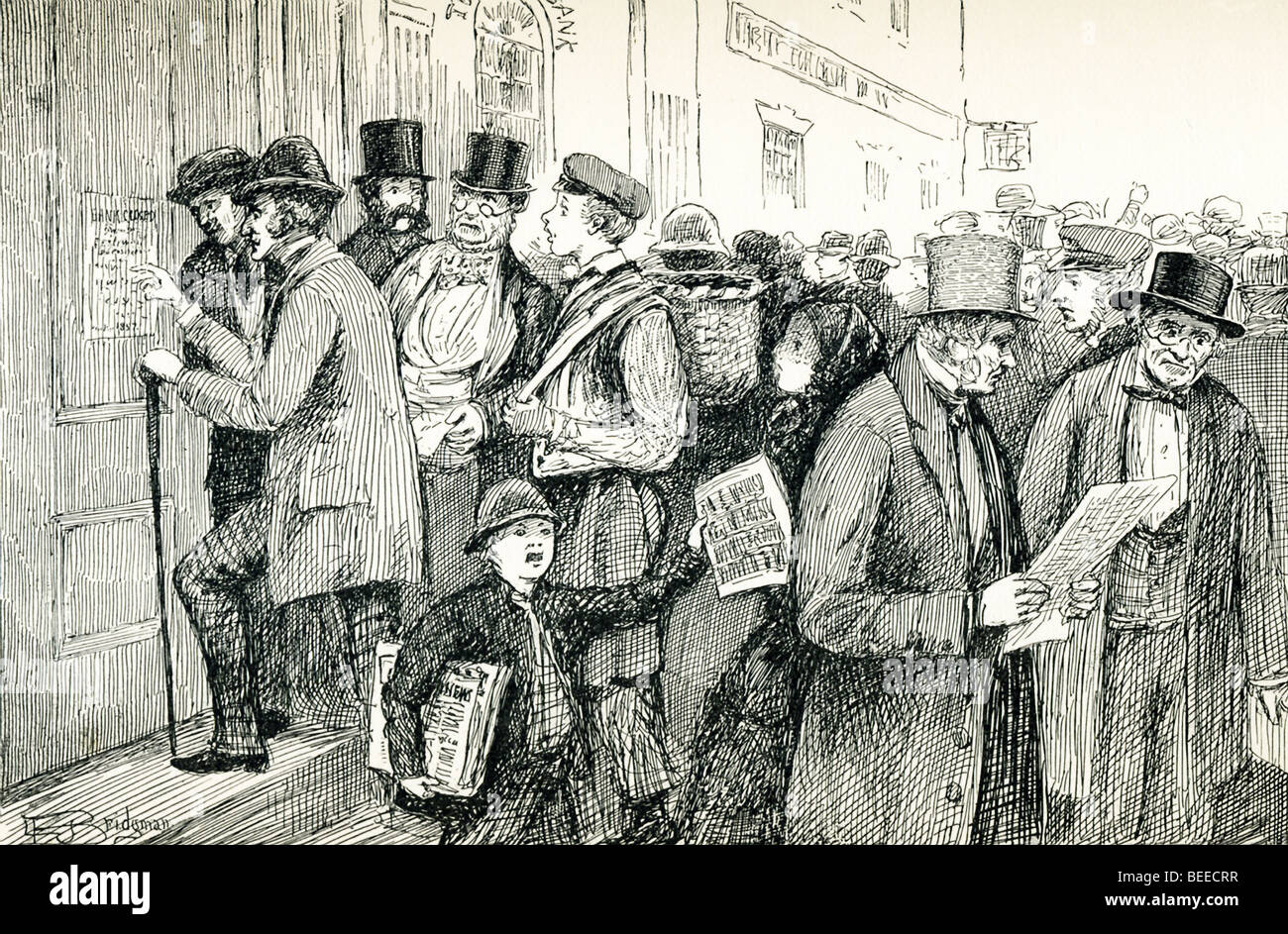 This 1888 illustration shows the Panic of 1857, started by failure of NYC branch of