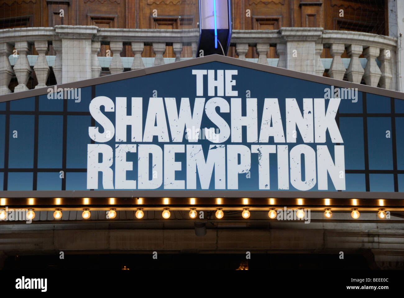 Sign promoting the London West End play ' The Shawshank Redemption ' Stock Photo