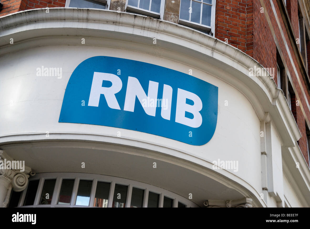 RNIB Royal National Institute of Blind People sign logo Stock Photo