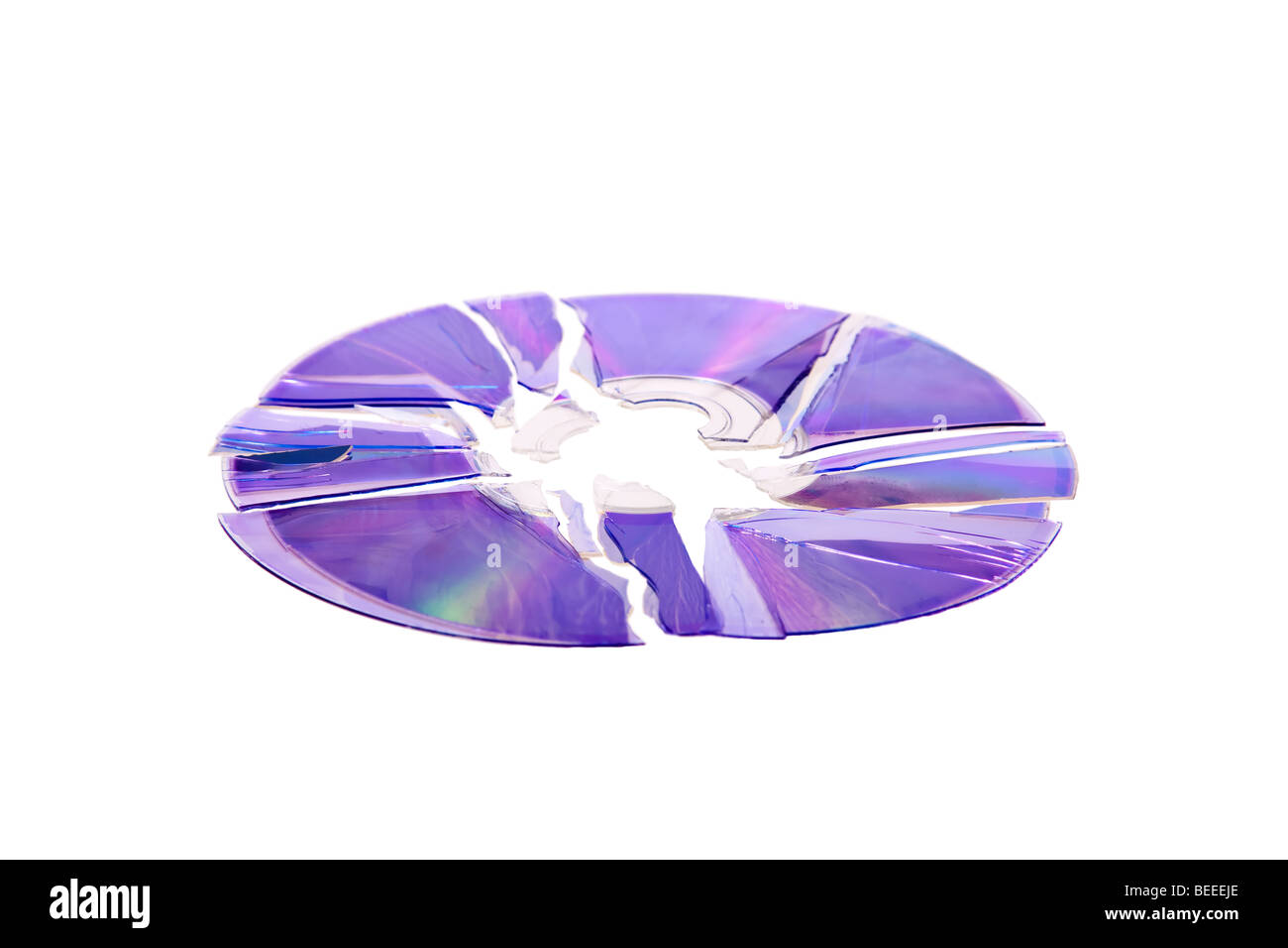 Shattered DVD / CD isolated on a white background Stock Photo