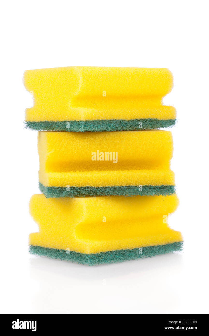 Three scouring pads isolated on a white background Stock Photo Alamy