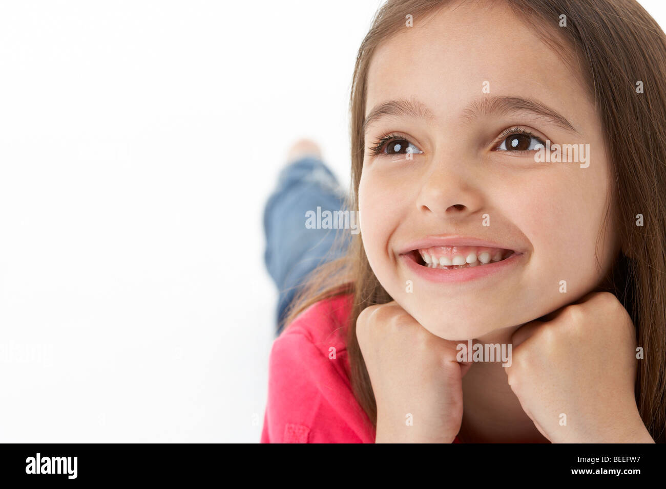 Girl Laying on Stomach Stock Photo