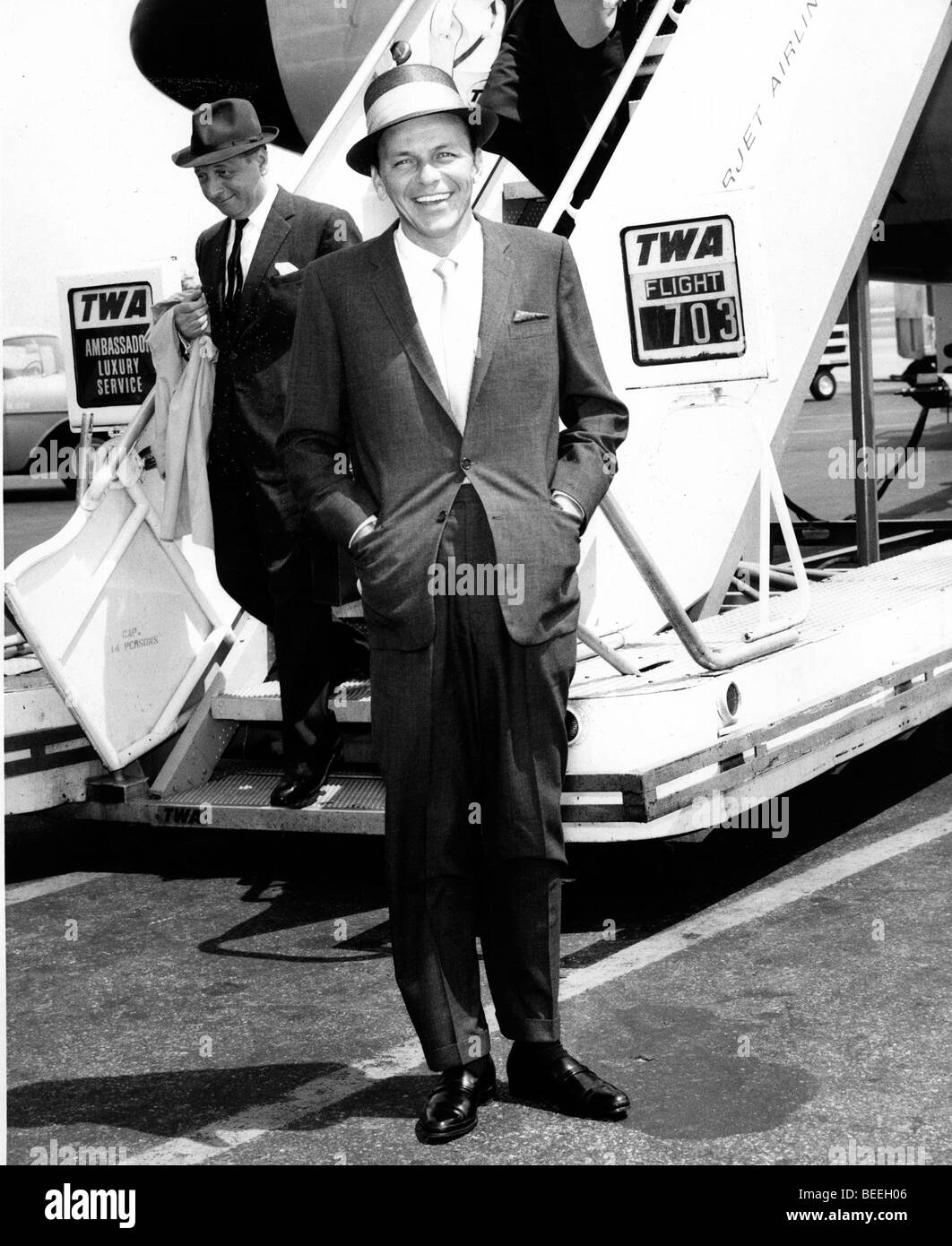 Singer Frank Sinatra arriving in New York Stock Photo