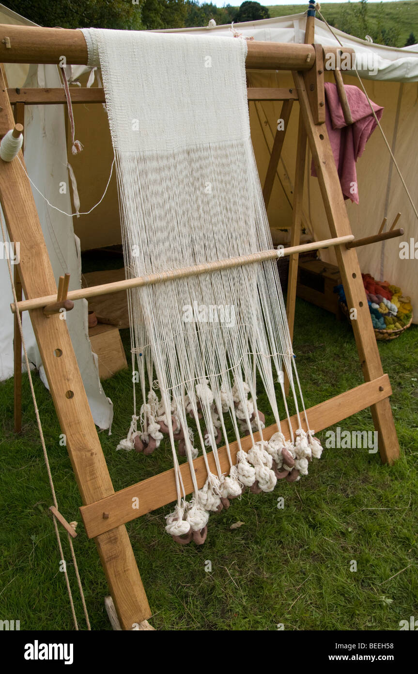 English medieval weaving loom on display in Castleton in the Peak