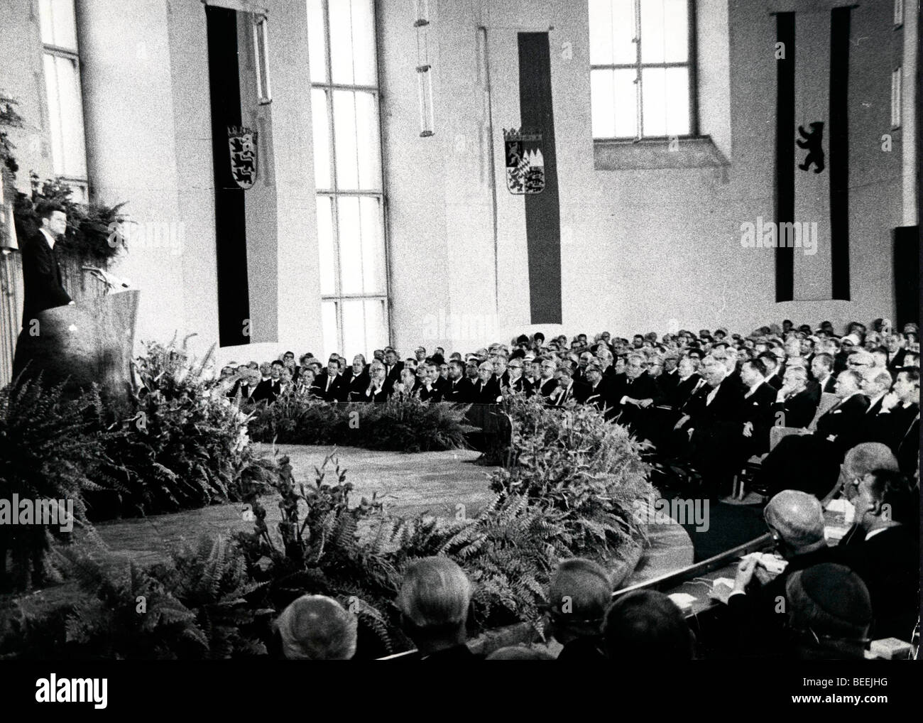 US President John Fitzgerald Kennedy speaks during his visit to West Germany Stock Photo