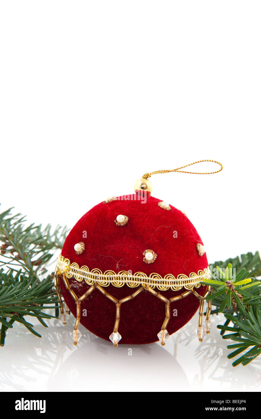 Red velvet Christmas ball Stock Photo Alamy