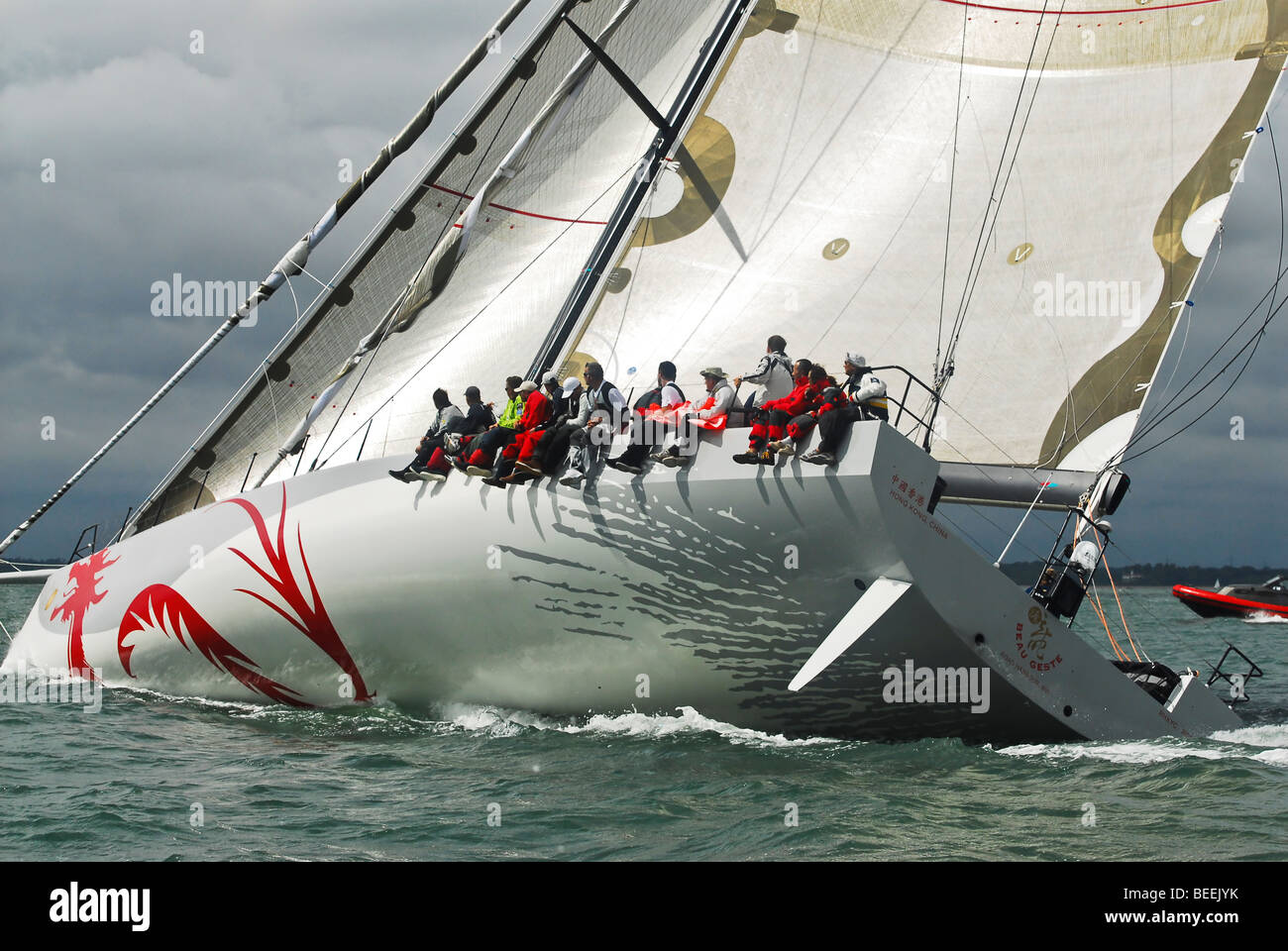 'Beau Geste HK', a Class Zero racing yacht at Cowes week 2009, Isle of Wight, England, Uk Stock Photo