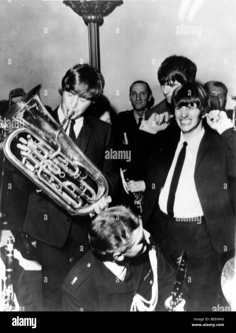 The Beatles arriving in London for the premiere of their film 'A Hard Days Night' Stock Photo