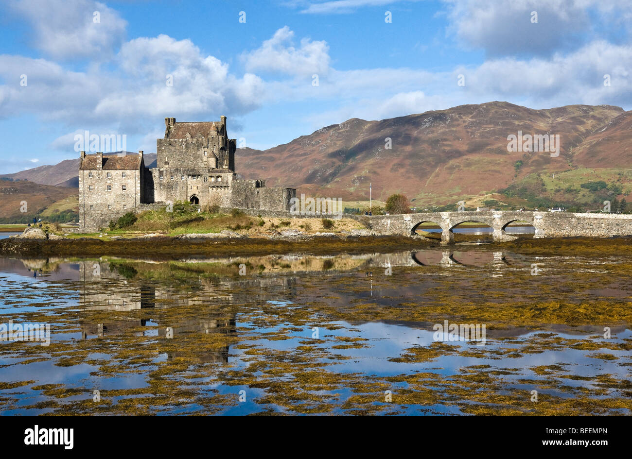 Eilean Donan Castle located at Dornie by Loch Duich in the Western Highlands of Scotland Stock Photo