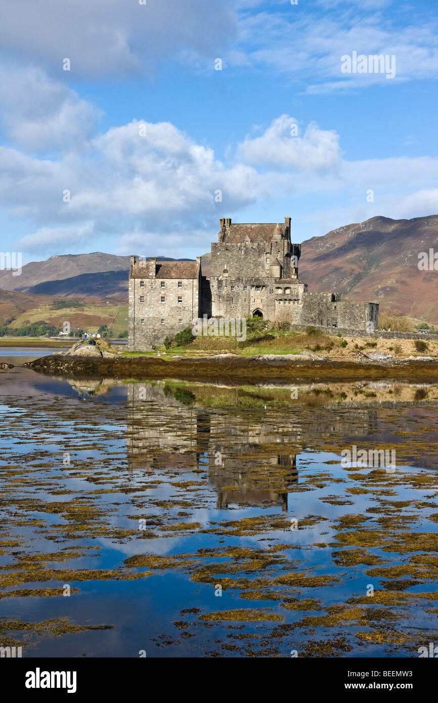 Eilean Donan Castle located at Dornie by Loch Duich in the Western Highlands of Scotland Stock Photo