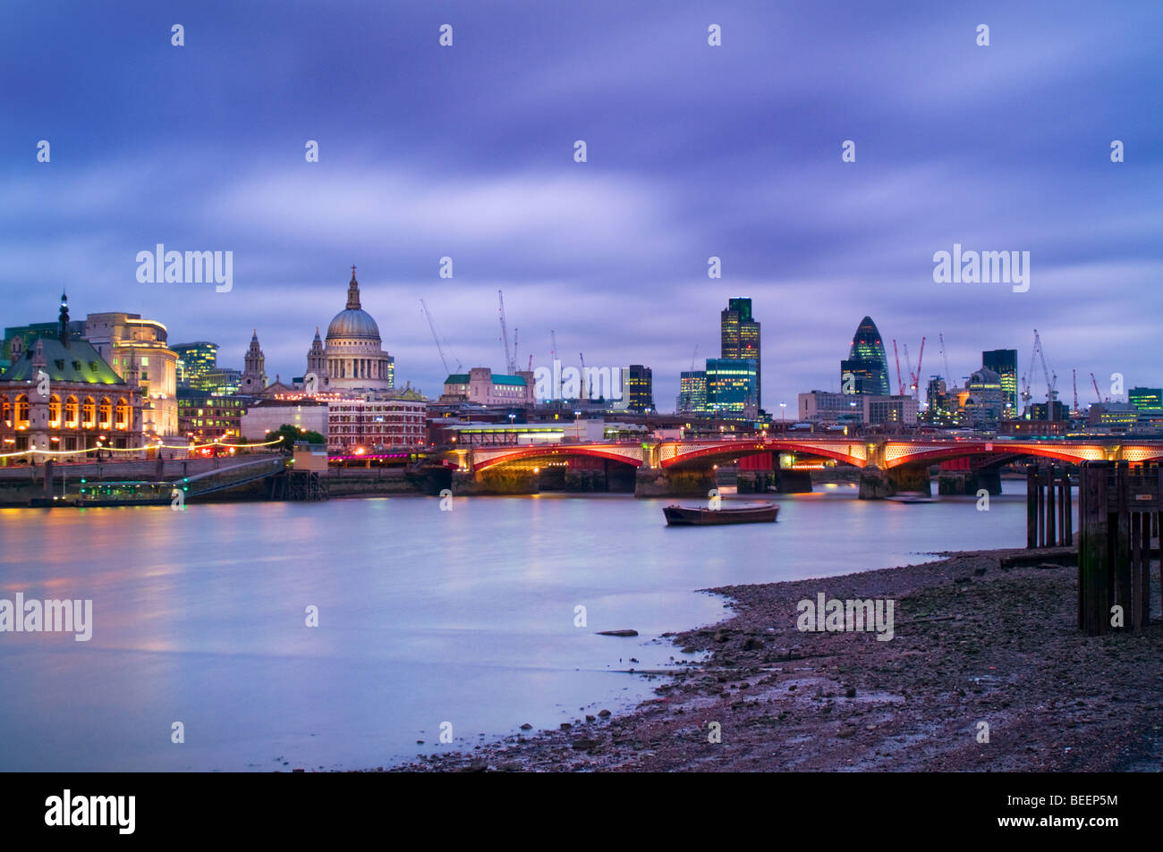 London's skyline at dusk, UK Stock Photo