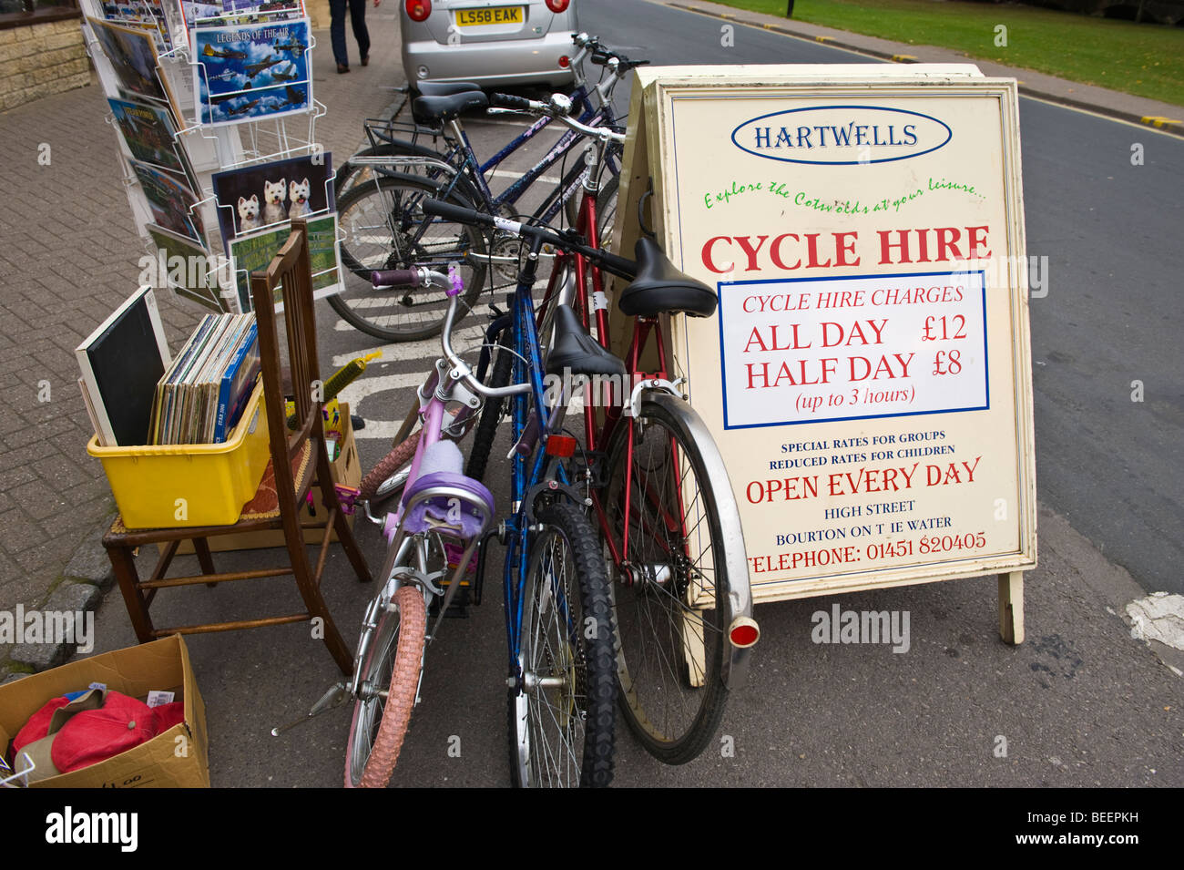 Cycle hire in Cotswold village of Bourton on the Water Gloucestershire